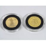 USA ten dollar coin and further Mexican gold coin, both dated 2005, 16.3g total