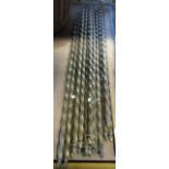 Sixteen Victorian hollow cast brass stair rods of rope or wrythem twist design