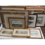 A collection of late 19th and early 20th century watercolour and gouache studies of landscapes,