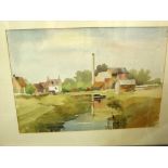 A watercolour of Fairford Mill by Victor Coverley Price, signed bottom left, with label verso, 15