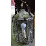 A Venetian style hall lantern of octagonal form with acanthus and wirework detail, 70 cm high
