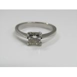 A platinum solitaire ring set with a princess cut diamond of 1.20cts approx, together with an EDR