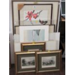 A collection of four contemporary watercolours of landscapes signed with initials B and inscribed