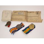 14-18 plus Victory medals with original postal packaging named to 33613 Pte W Morris - MGC