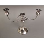 Modern silver twin scrolled branch candelabra, maker R & S Ltd, 28 cm high