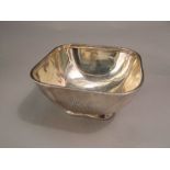 1940s silver pedestal square bowl, maker H.A. Sheffield 1944, 10cm wide, 5oz approx