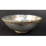 Mexico 925 sterling silver pedestal bowl, with gilt darted rim and foot rim, 14 cm diameter, 7oz