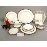 A collection of Wedgwood tea wares with black classical style border detail, Royal Worcester