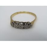 A five stone diamond ring in 18ct gold and platinum setting, size Q/R, 2.5g