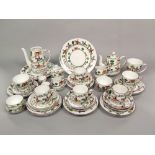 A collection of Crown Staffordshire hunting scene pattern wares comprising tea pot, two jugs, two