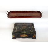 Victorian ebonised casket, with hand painted and mother of pearl inlay; together with an Edwardian