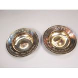 A pair of silver alms dishes, inscribed - Beaufort Hunt Barn Dance 1973 and 1974, 12.5 cm