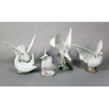 A boxed Lladro Daisa figure of a dove taking flight, together with a further Lladro Daisa group of a