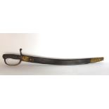 Antique cutlass with shagreen handle and bronze hand guard within a sheath