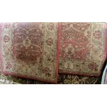 A pair of Eastern style rugs with repeating detail, each 150 x 100 cm