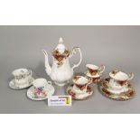 A quantity of Royal Albert Old Country Roses pattern tea and coffee wares comprising coffee pot,