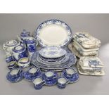 A collection of Copeland Spode Italian pattern blue and white printed coffee wares comprising coffee