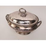 Silver plated twin handled lidded tureen 37cm long
