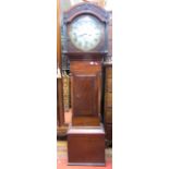 A Regency longcase clock, the case with ebony and boxwood string banded inlay, the hood with