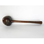 Fijian club of War with carved geometric handle and naturalistic spherical end, 40cm long