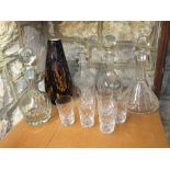 A mixed collection of glassware to include four good quality decanters, a set of six cut glass