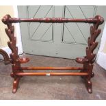 A Victorian mahogany country house whip and riding crop stand on five graduated tiers with turned
