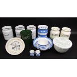 A collection of kitchen storage jars and other related items including a pair of Sadlers Kleen