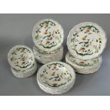 A collection of French Gien Oiseaux De Paradis dinner wares comprising eight dinner plates, eleven