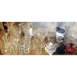 Large collection of cut glass and other wares to include vases, glasses, etc; together with a