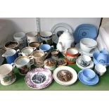 A collection of 19th century ceramics including tea wares commemorating the Whitecourt Chapel, Uley,