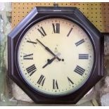 Shaped Bakelite GPO wall clock dial, with Arabic numerals and Bakelite frame, 42 cm high