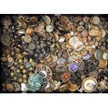 A large collection of mainly late 19th/early 20th century buttons in brass, enamel, agate, etc