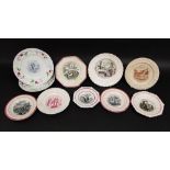 A collection of 19th century relief moulded child's plates including example with alphabet border