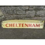 Five vintage wooden painted ex bus destination twin sided signs to include Gloucester Exeter,
