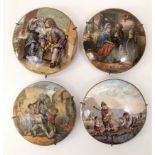 A set of four 19th century Prattware pot lids - Persuasion, Uncle Toby, The Wolf and the Lamb and