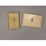 Victorian note book and an early 20th century cigarette case, both with gold inlay on ivory