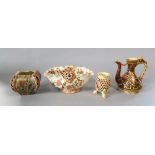 A collection of early 20th century Zsolnay Pecs wares comprising a bowl with moulded heart shaped
