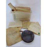 A collection of 16th, 18th and 19th parchment deeds relating to properties and other transactions in