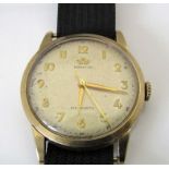 1950s Marvin 'Non Magnetic' 9ct gents watch, with Arabic numerals, champagne dial and gilt hands