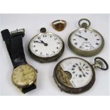 Vintage Hebdomas eight day pocket watch with open escapement and enamel dial with silver overlay;