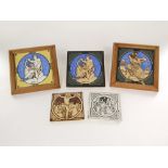 A set of three 19th century Minton's tiles designed by John Moyr Smith, two showing classical