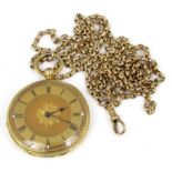 Charles Frodsham & Co of London 18ct fob watch, the gilt dial with gem inset to 12, 3, 6 and 9,