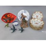 A Royal Doulton figure - Dream Weaver HN2283, together with a Poole pottery red ground dish of