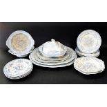 A quantity of 19th century Asiatic pattern blue and white printed dinner wares comprising a tureen