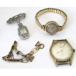 Vintage Omer ladies 9ct cocktail watch, the champagne dial with subsidiary second dial upon a rolled