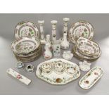 A collection of late 19th century Minton's dressing table wares with bird and nest detail and