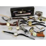 A collection of vintage wrist watches to include a vintage silver gilt Lugg watch, with enamel