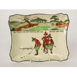 A Royal Doulton series ware dish of rectangular form with golfing decoration, 22cm long approx