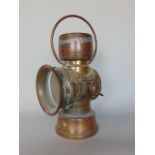 A Lucas No 624 King of the Road brass and copper lantern, 27cm high