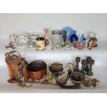 A selection of miscellaneous items to include various metalware, copper watering can, other pans and